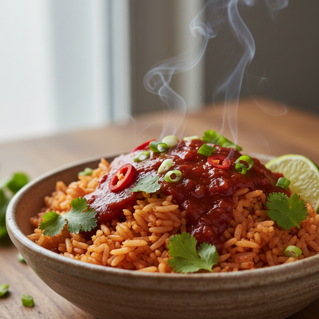 Jollof Rice - a classic Nigerian rice dish cooked in tomato sauce